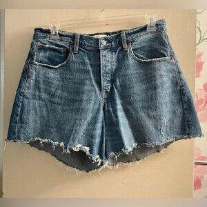 Abercrombie & Fitch 90s Baggy LowRise Denim Shorts Curve Love Frayed Hem SIZE 14